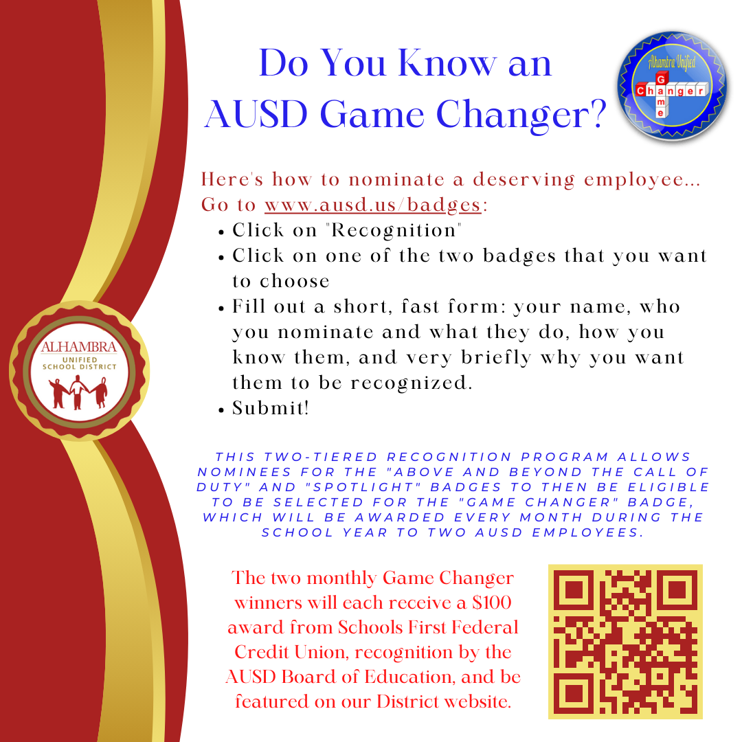 AUSD continues the tradition of honoring its employees through the Game Changer recognition program.