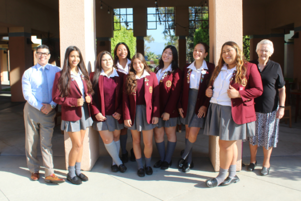 Principal Alberto Chavarria and President Sr. Kathleen Callaway met with Associated Student Body Leaders for a strategy session at the start of the school year