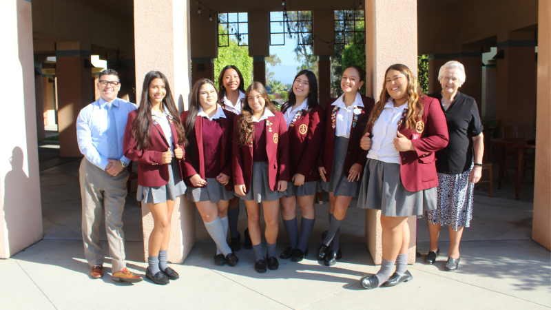 Principal Alberto Chavarria and President Sr. Kathleen Callaway met with Associated Student Body Leaders for a strategy session at the start of the school year