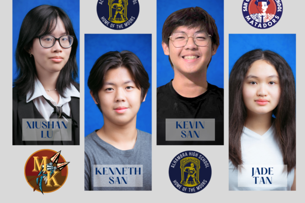 Xiushan Lu, Kenneth San, Kevin San, and Jade Tan will find out next spring if they will join more than 382,000 other distinguished young people who have earned the Merit Scholar title.