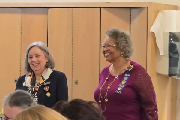 Cynthia Jarvis, Govenor of SIA Camino Real Region and Soroptimist Alhambra club (L) with Dr. Gloria “Ginger” Cole, SIA President and member of Soroptimist Los Angeles club (R).