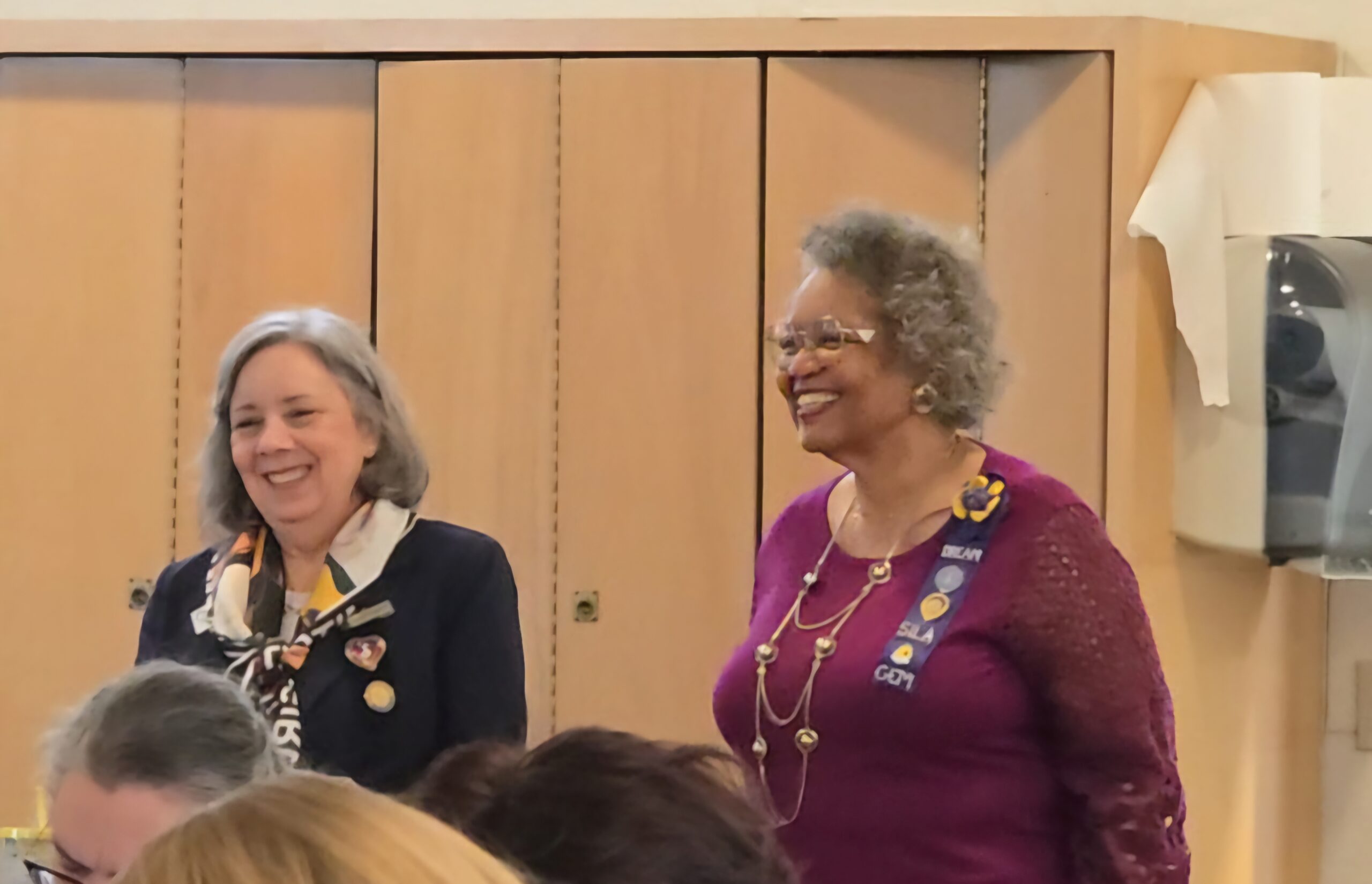 Cynthia Jarvis, Govenor of SIA Camino Real Region and Soroptimist Alhambra club (L) with Dr. Gloria “Ginger” Cole, SIA President and member of Soroptimist Los Angeles club (R).