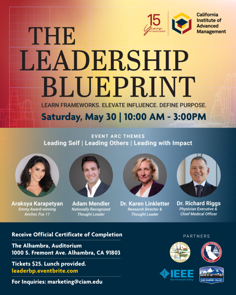 California Institute of Advanced Management to Host “The Leadership Blueprint” Seminar on May 30