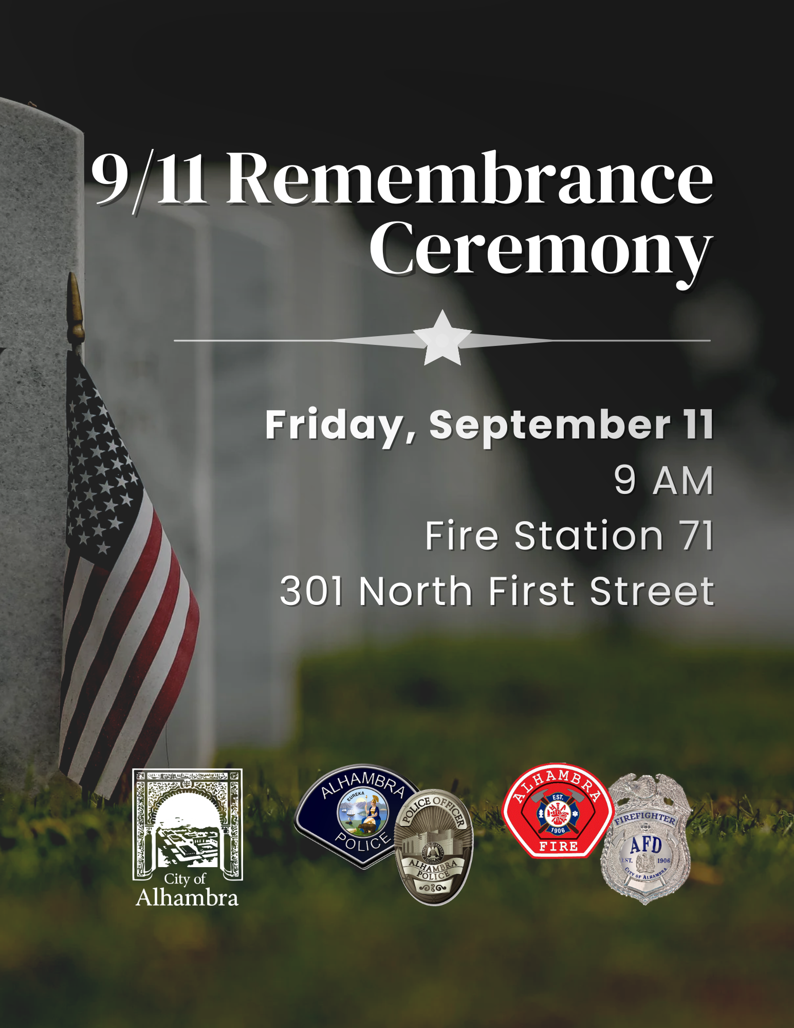 The City of Alhambra Holds 9/11 Remembrance Ceremony on September 11, 2026